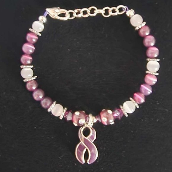 Purple/Violet Awareness Ribbon Bracelet #17 - Picture 2 of 4